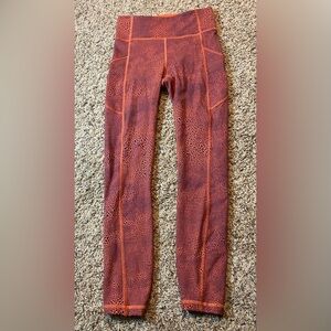lululemon athletica Orange Patterned Leggings